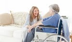 Seniors talking together in the livingroom