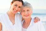 Smiling daughter with her mother